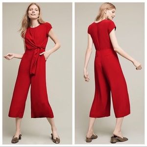 Anthropologie Maeve Grier Red Jumpsuit